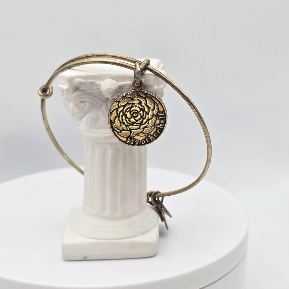 ALEX & ANI 'My Other Half' Charm Bracelet Rafaelian Gold Bangle Made In USA - Picture 7 of 9